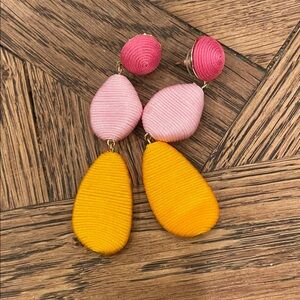 Statement Pink and Yellow Drop Earrings